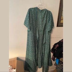 green polka dot maxi dress